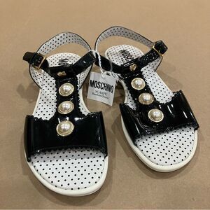 Moschino Teen Scarpe Bambino Patent Leather Pearl Gold Sandals 34 FE1001201200